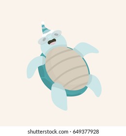 Funny and cute happy turtle.