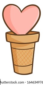 Funny and cute heart on an ice cream cone