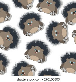 Funny cute hedgehog seamless pattern design