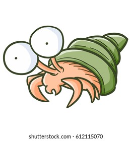 Funny and cute hermit crab - vector.