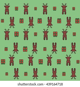 Funny cute holiday deer pattern. Easy to edit and recolor. Can be used as a wallpaper or t-shirt print, also can be used as a festive wrapping paper.