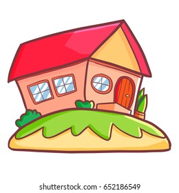 Funny and cute house in cartoon mode - vector.