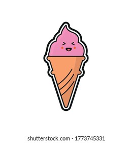 funny and cute ice cream logo vector illustration. character ice cream icon.