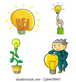 Funny and cute idea lamp set for creativity or business - vector