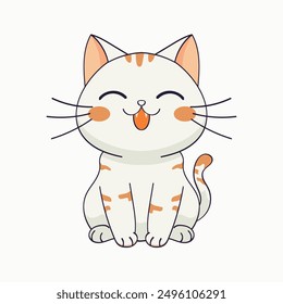 Funny and Cute Kawaii Cat Illustration