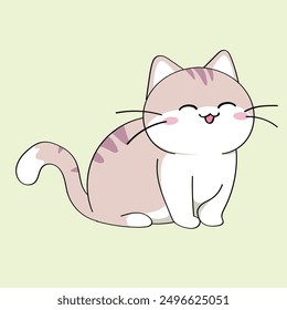 Funny and Cute Kawaii Cat Illustration