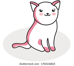 funny and cute kawaii cats do their daily things, transparent background