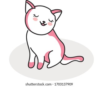funny and cute kawaii cats do their daily things, transparent background