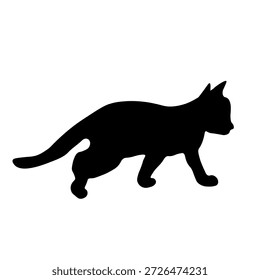 Lustiges süßes Kätzchen, Rasse Haustier. Zeichnen von Katzen-Zeichen einzeln. Fashion Cartoon Print für Kinder. Elegante, schlanke Katzenfiguren, die moderne Kunst zeigen. Vektorgrafik für Karten, Einladungen.
