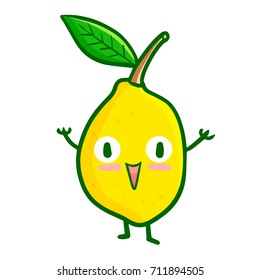 Funny and cute lemon standing and say "hello" - vector.