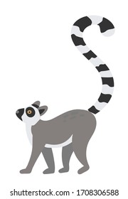 funny and cute lemur icon for web. Cartoon flat vector illustration isolated on white background