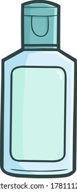 Funny y lindo empaque de sanitizador de mano azul claro al estilo de las caricaturas simples