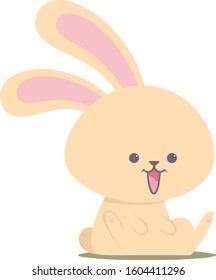 Funny and cute light brown rabbit sit and laughing happily