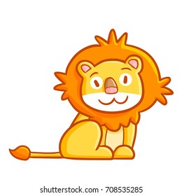 Funny and cute lion sitting and smiling - vector.