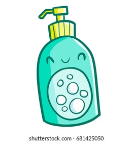 Funny and cute liquid soap for hand wash packaging - vector.