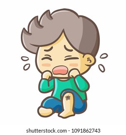 Funny and cute little boy crying - vector.