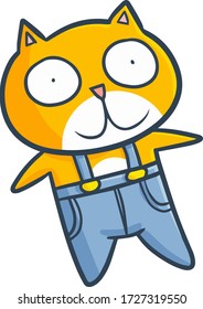 Funny and cute little cat with jeans wardrobe