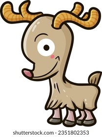 Funny and cute little deer smiling cartoon illustration
