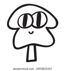 Funny and cute little forest tree. Fantasy plant. Flat isolated outline illustration. Children simple design. 