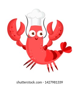 funny and cute lobster chef smiling 