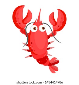 funny and cute lobster smiling character