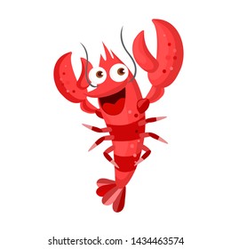 funny and cute lobster smiling character