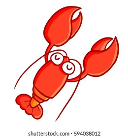 Funny and cute lobster smiling happily - vector.