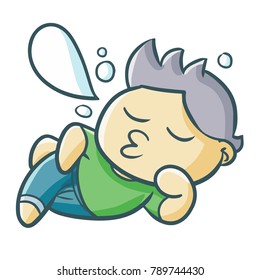 Funny and cute male sleeping - vector.