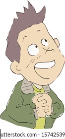 Funny and cute man in amazed gesture