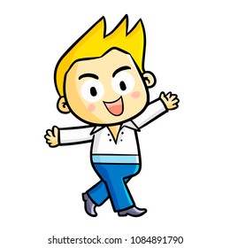 Funny and cute man dancing happily - vector.