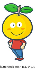 Funny and cute man with orange head smiling