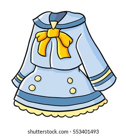 Funny and cute "manga comic" style blue dress for beauty woman or girl - vector.