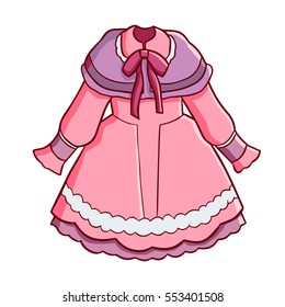 Funny and cute "manga comic" style pink dress for beauty woman or girl - vector.