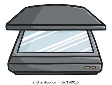 Funny and cute modern scanner to scan your manual drawing, documents, or photos