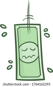 Funny and cute money paper character falling down