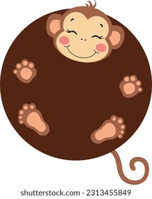 Funny cute monkey with round body
