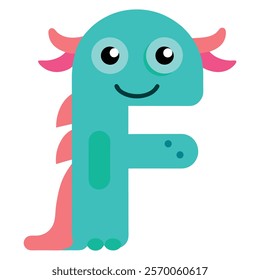 Funny and cute monster alphabet F for kids, education, for kid, children, cute, cartoon, vector