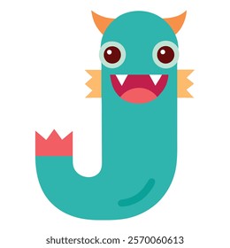 Funny and cute monster alphabet J for kids, education, for kid, children, cute, cartoon, vector