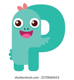 Funny and cute monster alphabet P for kids, education, for kid, children, cute, cartoon, vector