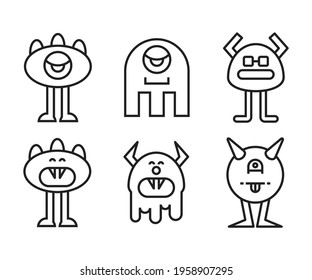 funny and cute monster character icons vector set