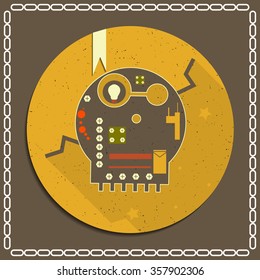 Funny cute monster on grunge background. Vector illustration