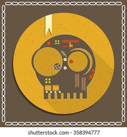 Funny cute monster on grunge background. Vector illustration