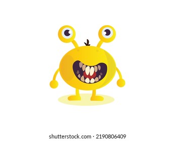 Funny Cute Monster Vector illustration. Kids Cartoon Character Symbol. emblem isolated on White Background