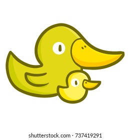 Funny and cute mother duck and it's daughter - vector.