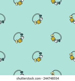 Funny cute new born welcome baby boy rattle vector seamless pattern on light blue background. Set of isolated elements. Chess grid order pattern.