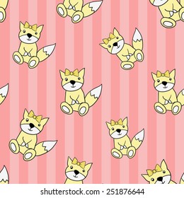 Funny cute new born welcome baby girl toy vector seamless pattern on striped pink background. Set of isolated elements. Chess grid order pattern.
