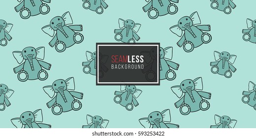 Funny cute new born welcome baby boy toy vector seamless pattern on light blue background. Backdrop for children nursery, greeting card, web, apps.