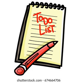 Funny and cute note and pen with to do list word - vector.