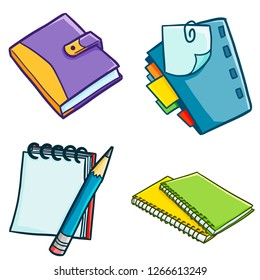 Funny and cute notes and folder set - vector