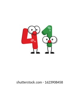 funny cute number 41 character with eye in comic style. funny friends character concept. illustration for kids.cartoon style. isolated on white background
